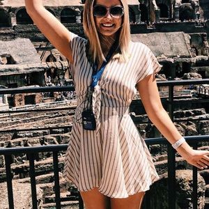 Striped Boutique Tie-Front Romper